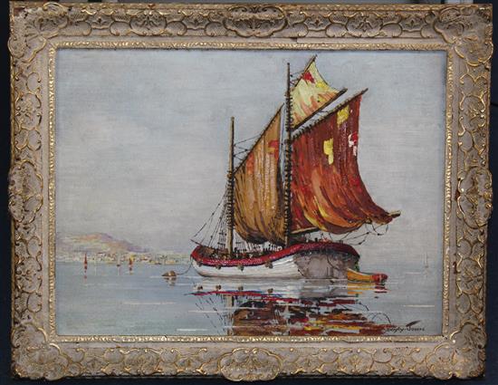 § Cecil Rochfort DOyly-John (1906-1993) Fishing boat off the coast, 18 x 25in.